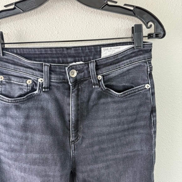 Rag & Bone Nina High-Rise Ankle Cigarette Jean Black Grafton w/Holes Denim 27 - Picture 7 of 14